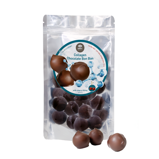 Kolagēna šokolādes konfektes ar ķiršu pildījumu (Collagen chocolate bon-bon with cherry filling)